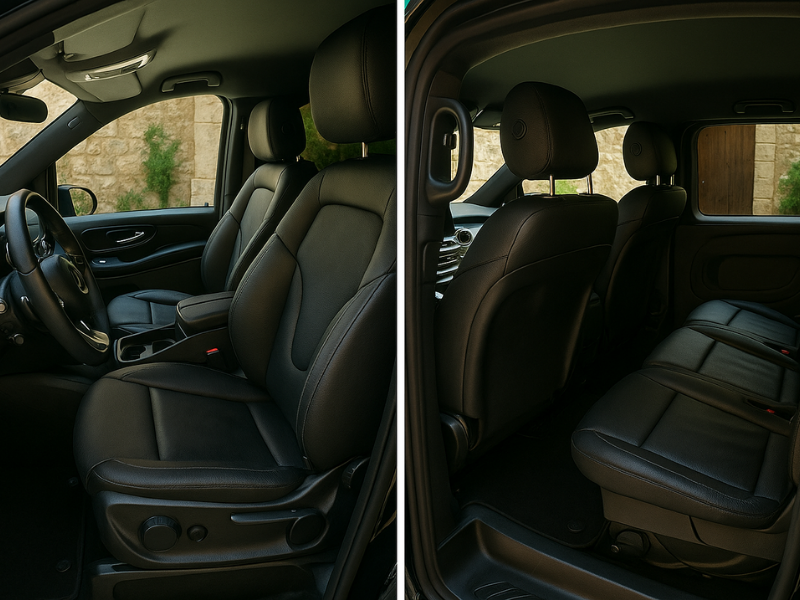 Interior of a Mercedes V-Class car