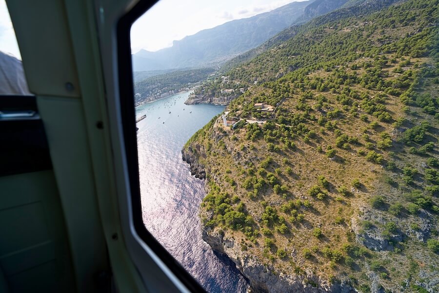 Helicopter View over Port de Soller Mallorca
