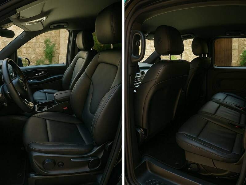 Interior of a Mercedes V-Class car